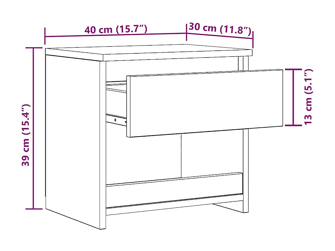 Tables de chevet 2 pcs Noir 40x30x39 cm Aggloméré