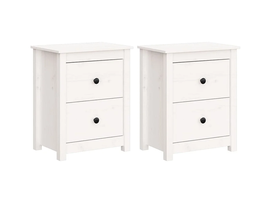 Tables de chevet 2 pcs Blanc 50x35x61,5 cm Bois de pin massif