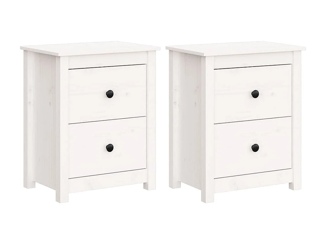 Nachtkastjes 2 st 50x35x61,5 cm massief grenenhout wit