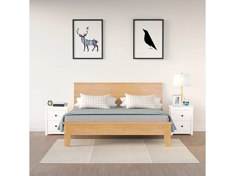 Comodini 2 pz Bianchi 50x35x61,5 cm in Legno Massello di Pino