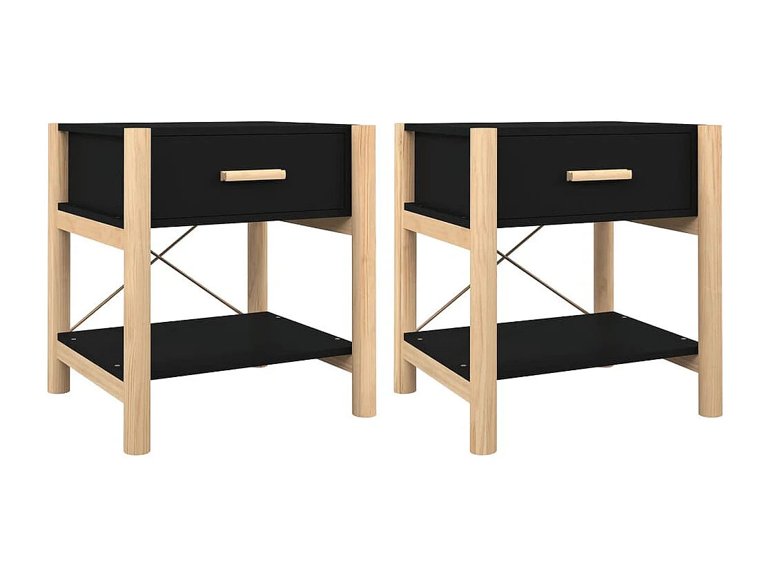 Nachttische 2 Stk. Schwarz 42x38x45 cm Holzwerkstoff