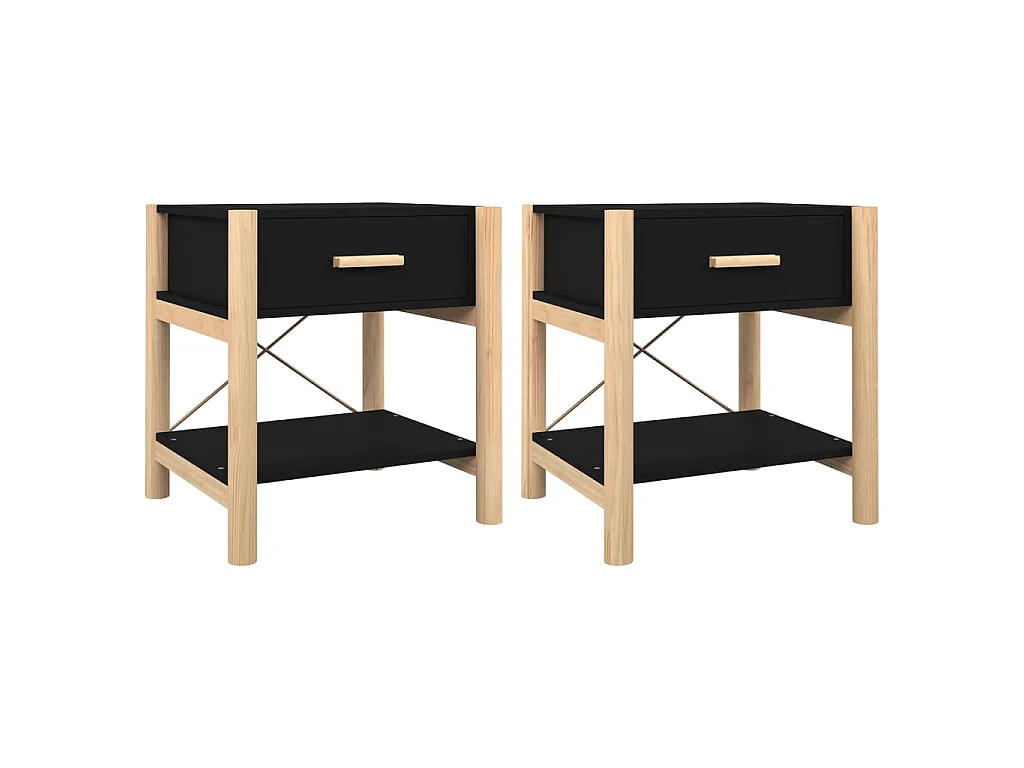 Mesas de cabeceira 2 pcs 42x38x45cm derivados de madeira preto