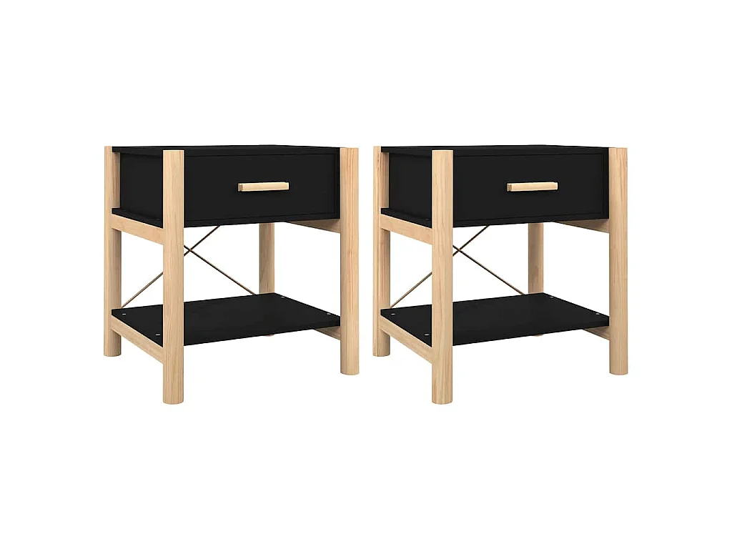 Nachttische 2 Stk. Schwarz 42x38x45 cm Holzwerkstoff