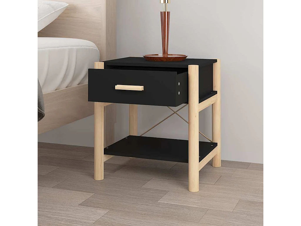 Nachttische 2 Stk. Schwarz 42x38x45 cm Holzwerkstoff