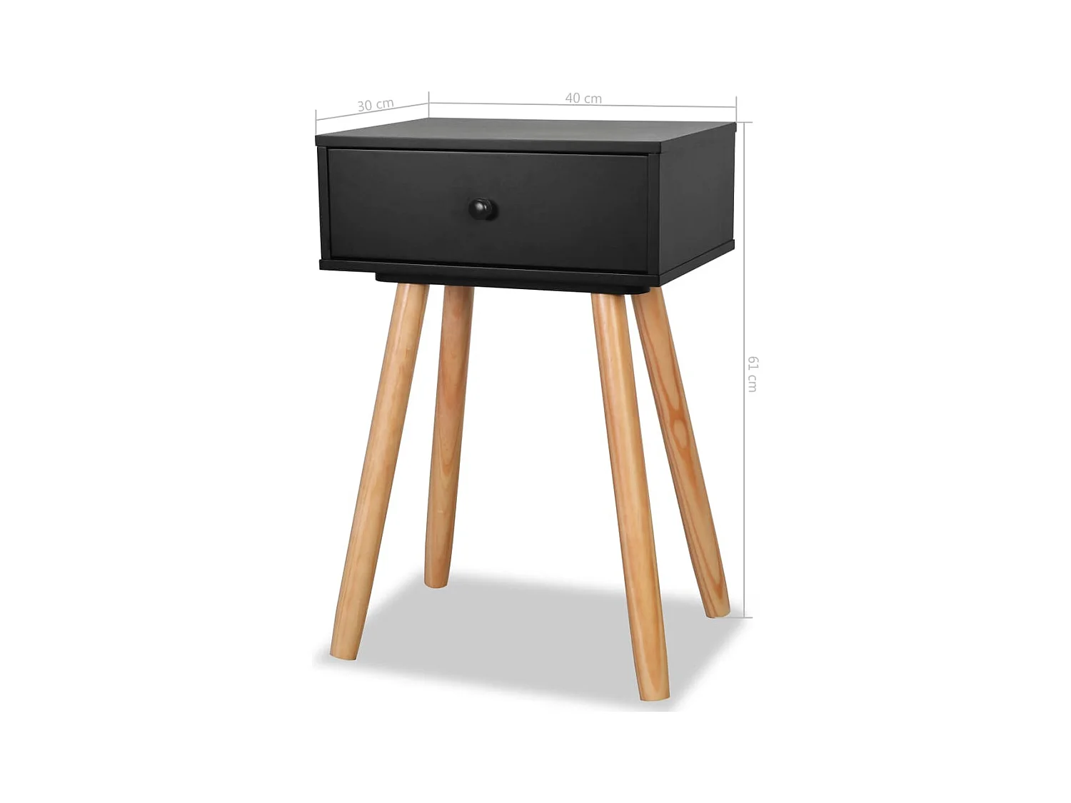 Nachttische 2 Stk. Massivholz Kiefer 40x30x61 cm Schwarz