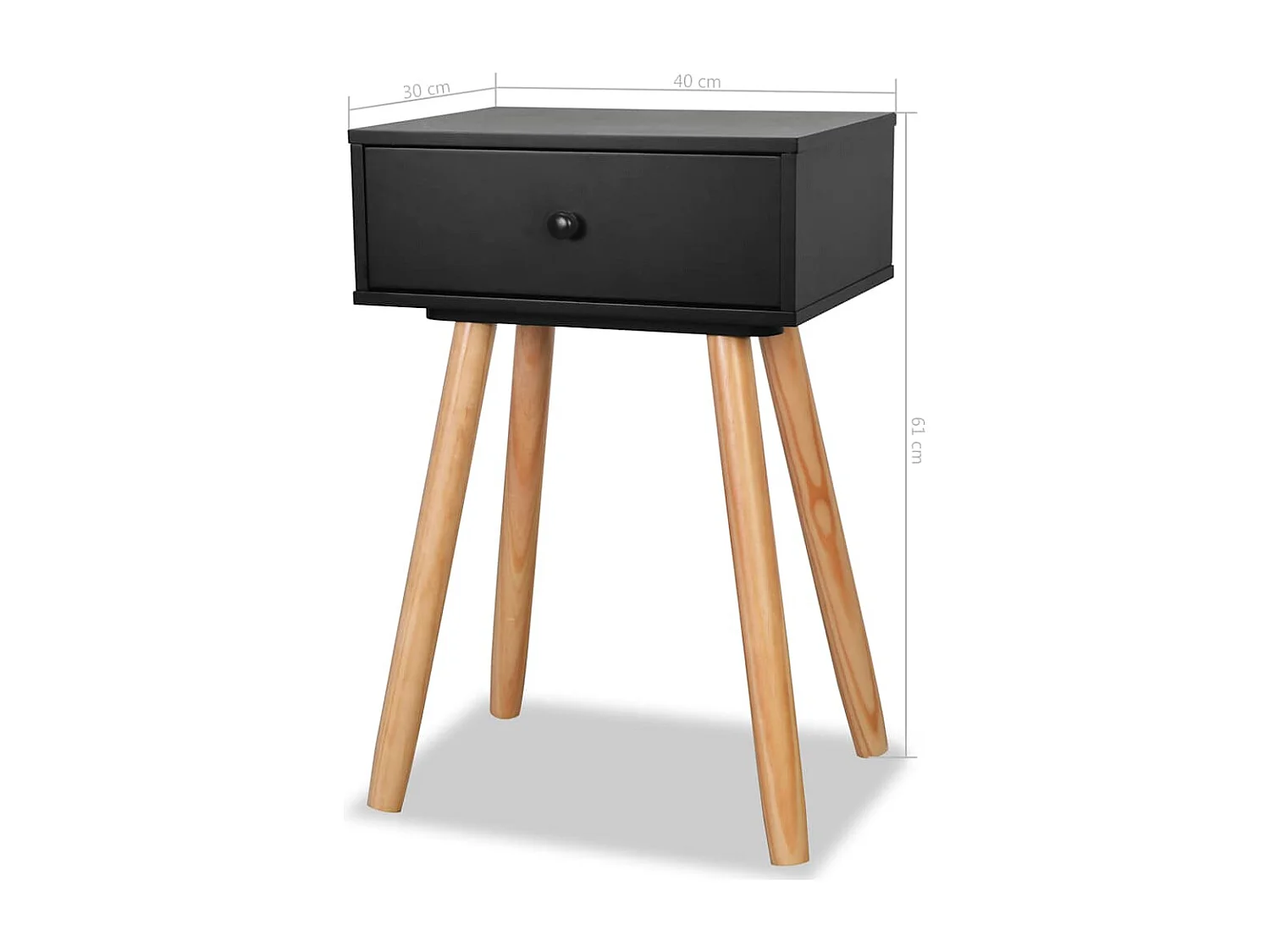 Nachttische 2 Stk. Massivholz Kiefer 40x30x61 cm Schwarz