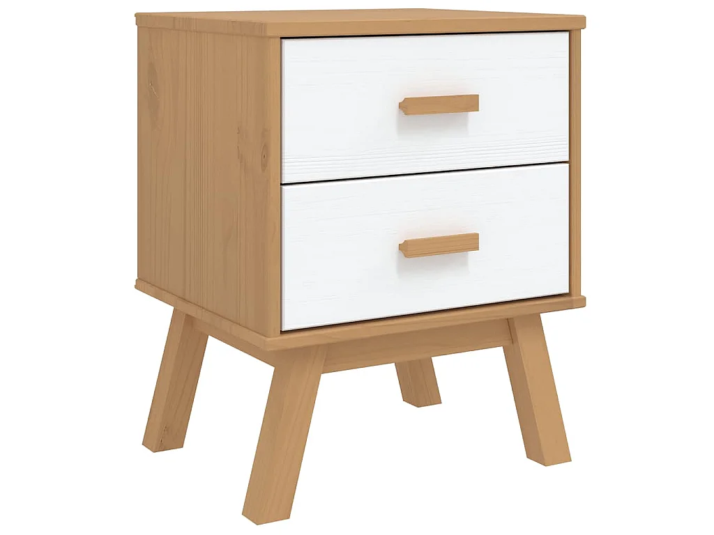 Nachttisch OLDEN Weiß und Braun Massivholz Kiefer