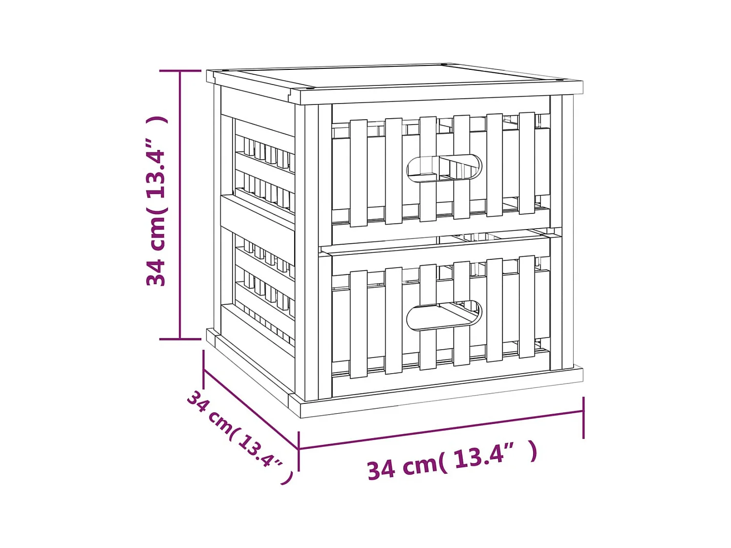 Tables de chevet 2 pcs 34x34x34 cm Bois massif de noyer