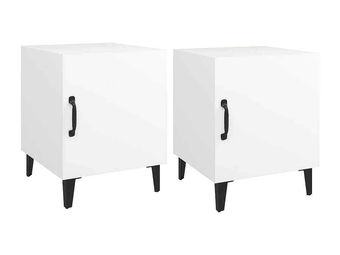 Tables de chevet 2 pcs Blanc Bois d'ingénierie