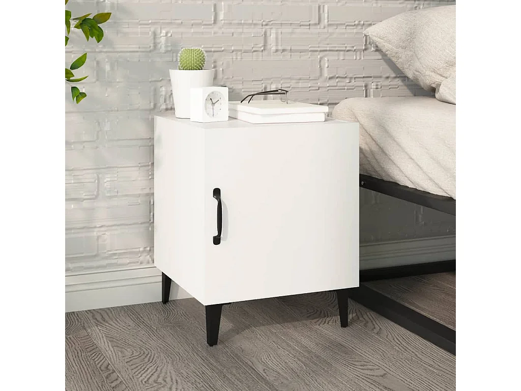 Tables de chevet 2 pcs Blanc Bois d'ingénierie