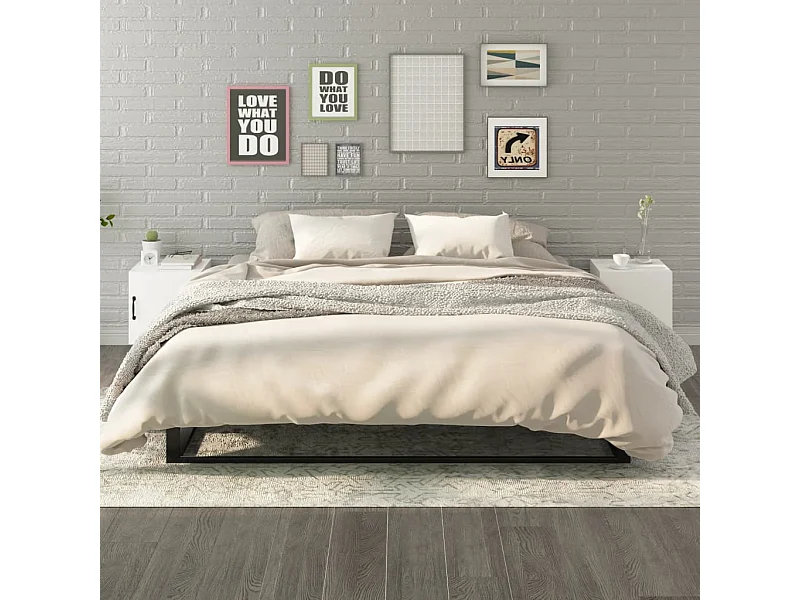 Tables de chevet 2 pcs Blanc Bois d'ingénierie