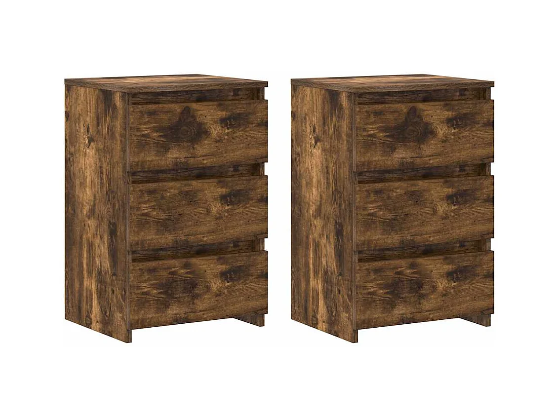 Comodini Rovere Fumo 2 pz 40x35x62,5 cm in Legno Multistrato