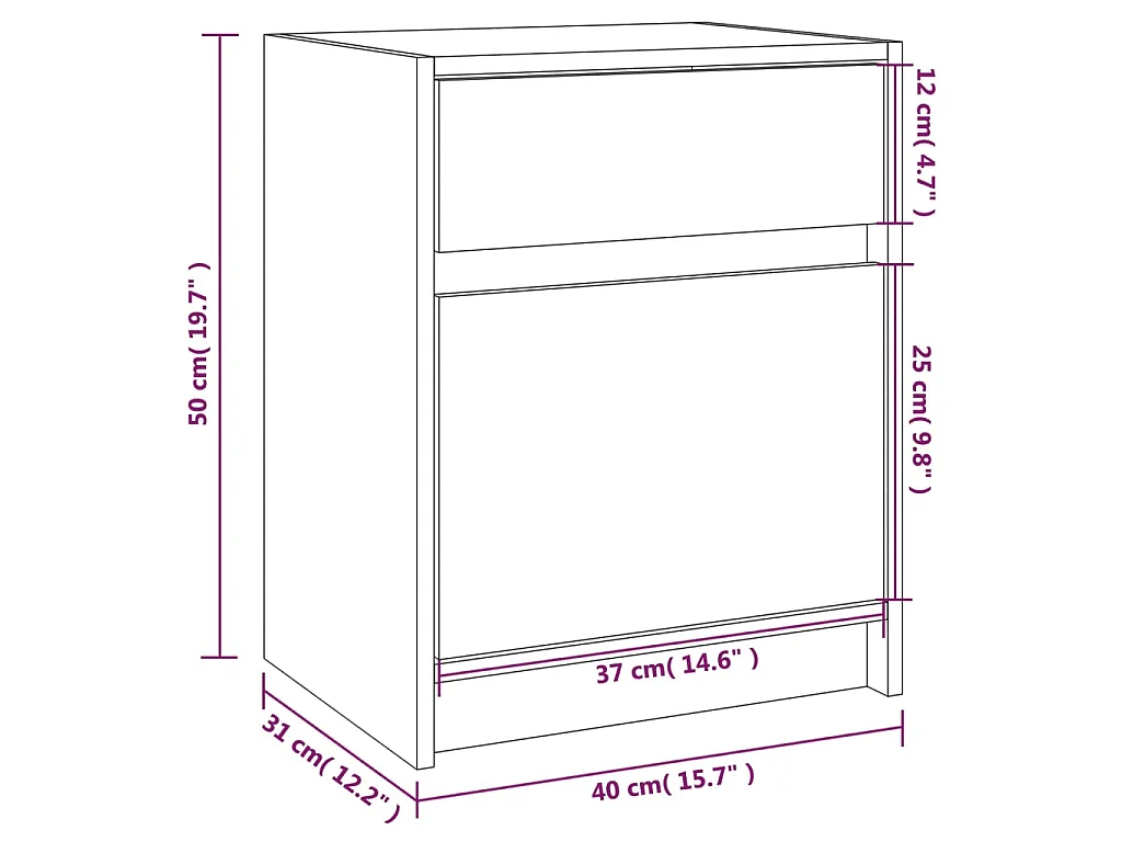 Table de chevet Blanc 40x31x50 cm Bois de pin massif