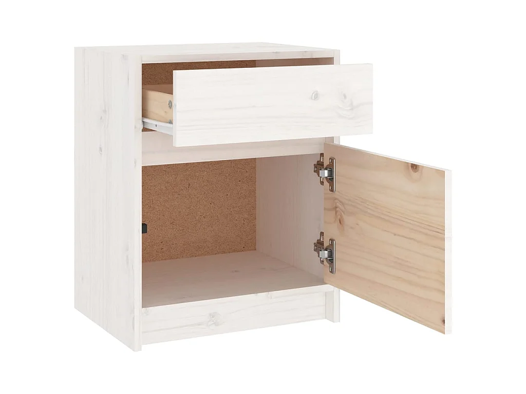 Table de chevet Blanc 40x31x50 cm Bois de pin massif