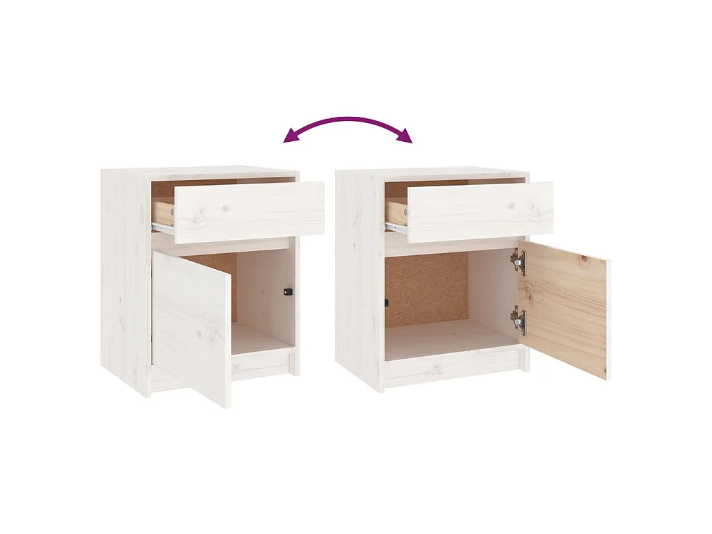 Table de chevet Blanc 40x31x50 cm Bois de pin massif