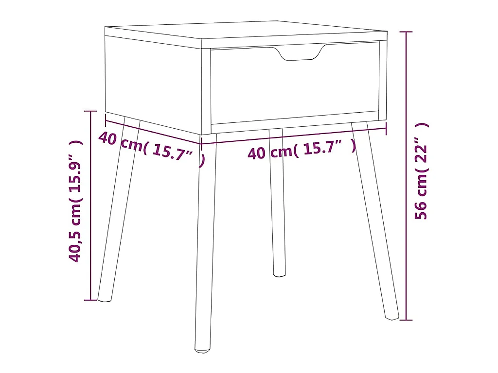 Table de chevet Noir brillant 40x40x56 cm Bois d'ingénierie