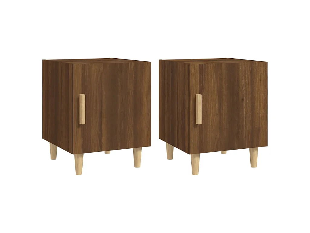 Comodini 2 pz Rovere Marrone in Legno Multistrato