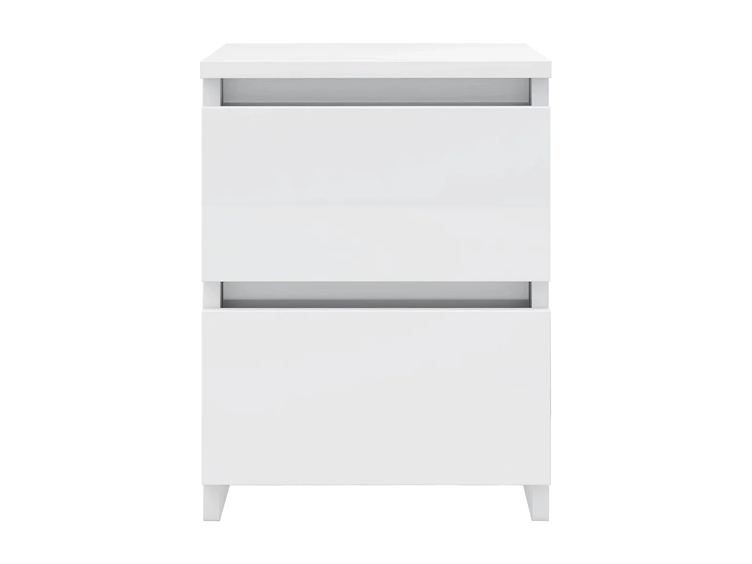 Comodini 2pz Bianco Lucido 30x30x40 cm in Legno Multistrato