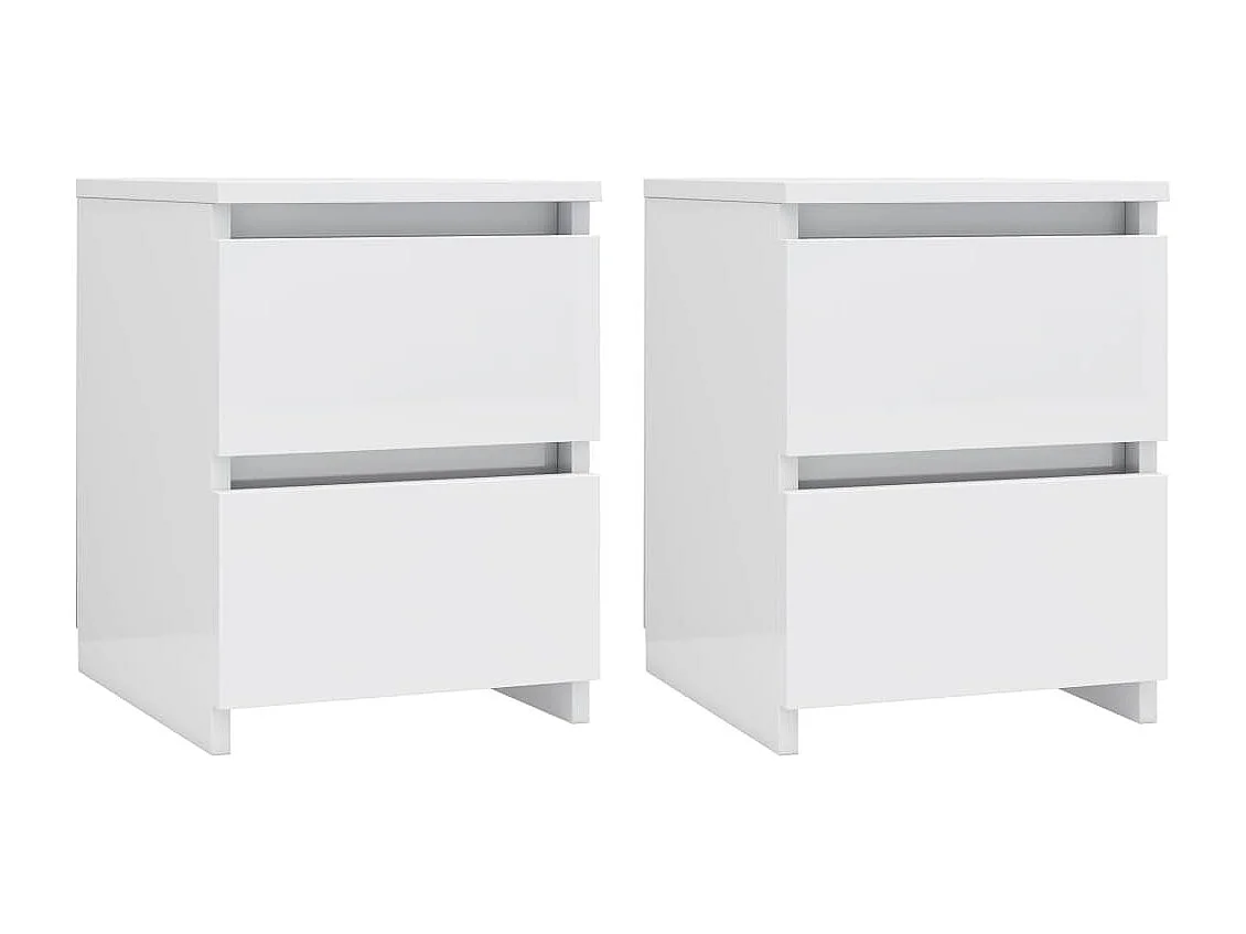 Tables de chevet 2 pcs Blanc brillant Bois d’ingénierie