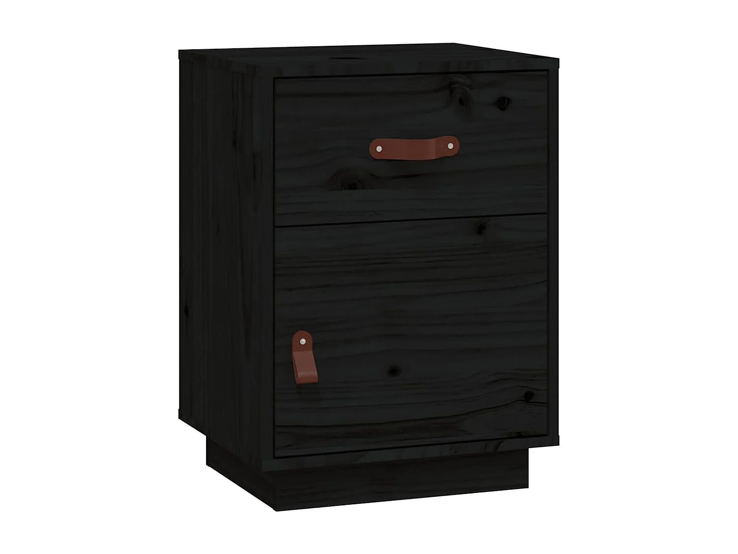 Nachttische 2 Stk. Schwarz 40x34x55 cm Massivholz Kiefer