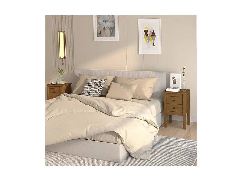 Comodini 2 pz ambra 40x35x61,5 cm in Legno Massello di Pino