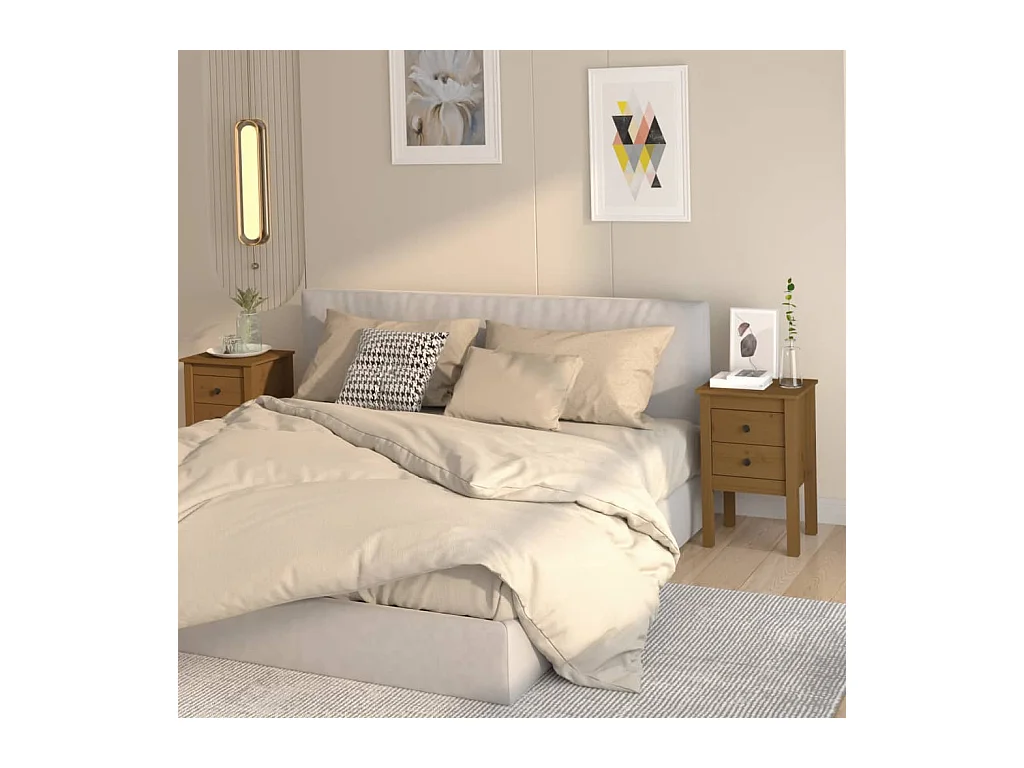 Nachttische 2 Stk. Honigbraun 40x35x61,5 cm Massivholz Kiefer