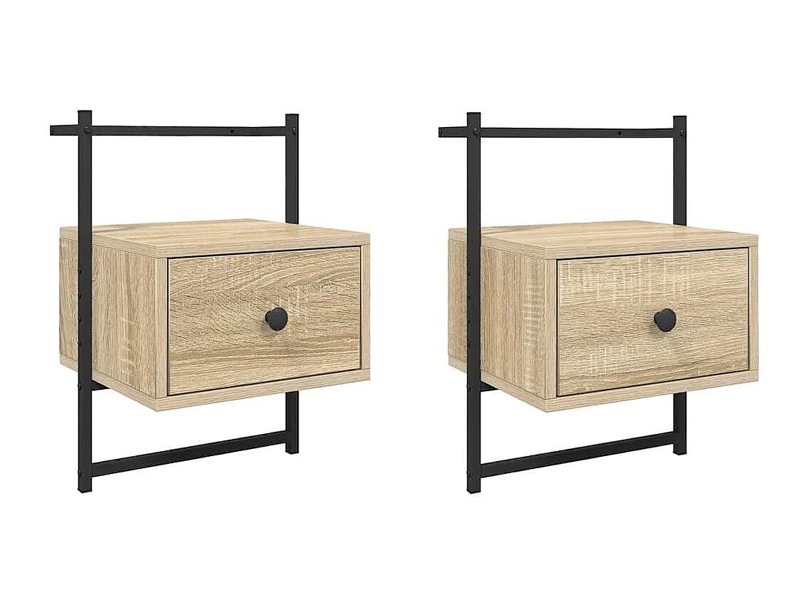 Table de chevet murale 2 pcs chêne sonoma 35x30x51 cm