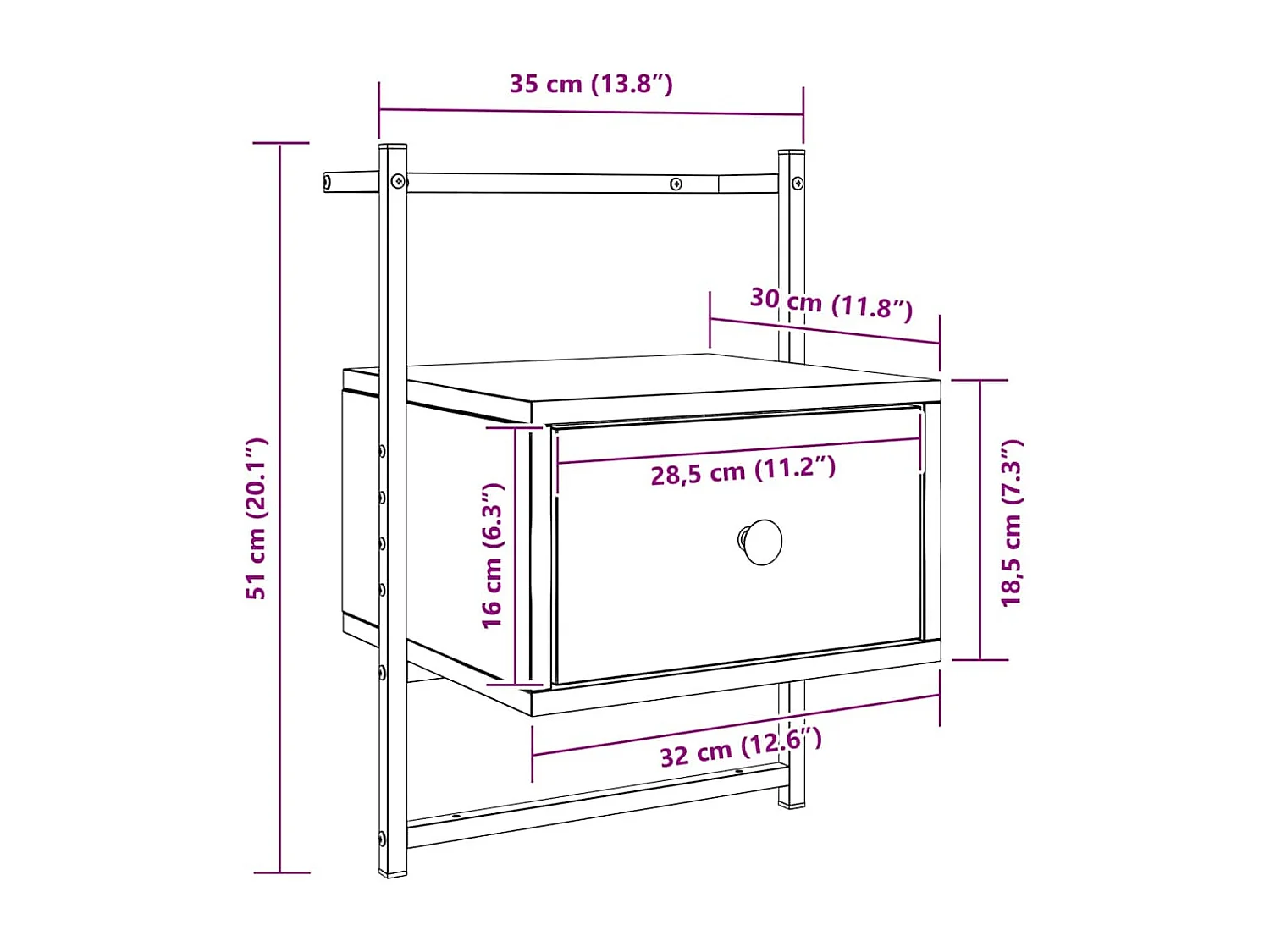 Table de chevet murale 2 pcs chêne sonoma 35x30x51 cm