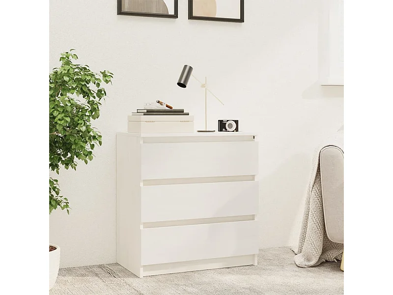 Table de chevet Blanc 60x36x64 cm Bois de pin massif