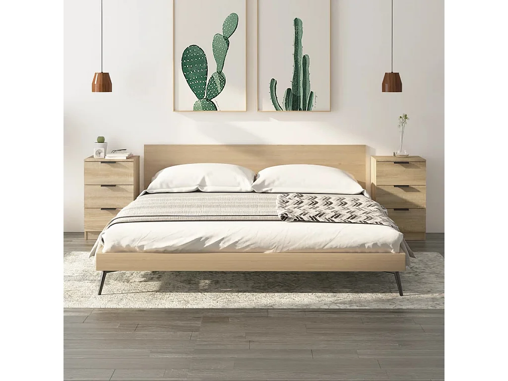 Mesitas de noche 2 unidades color roble Sonoma 40x36x65 cm