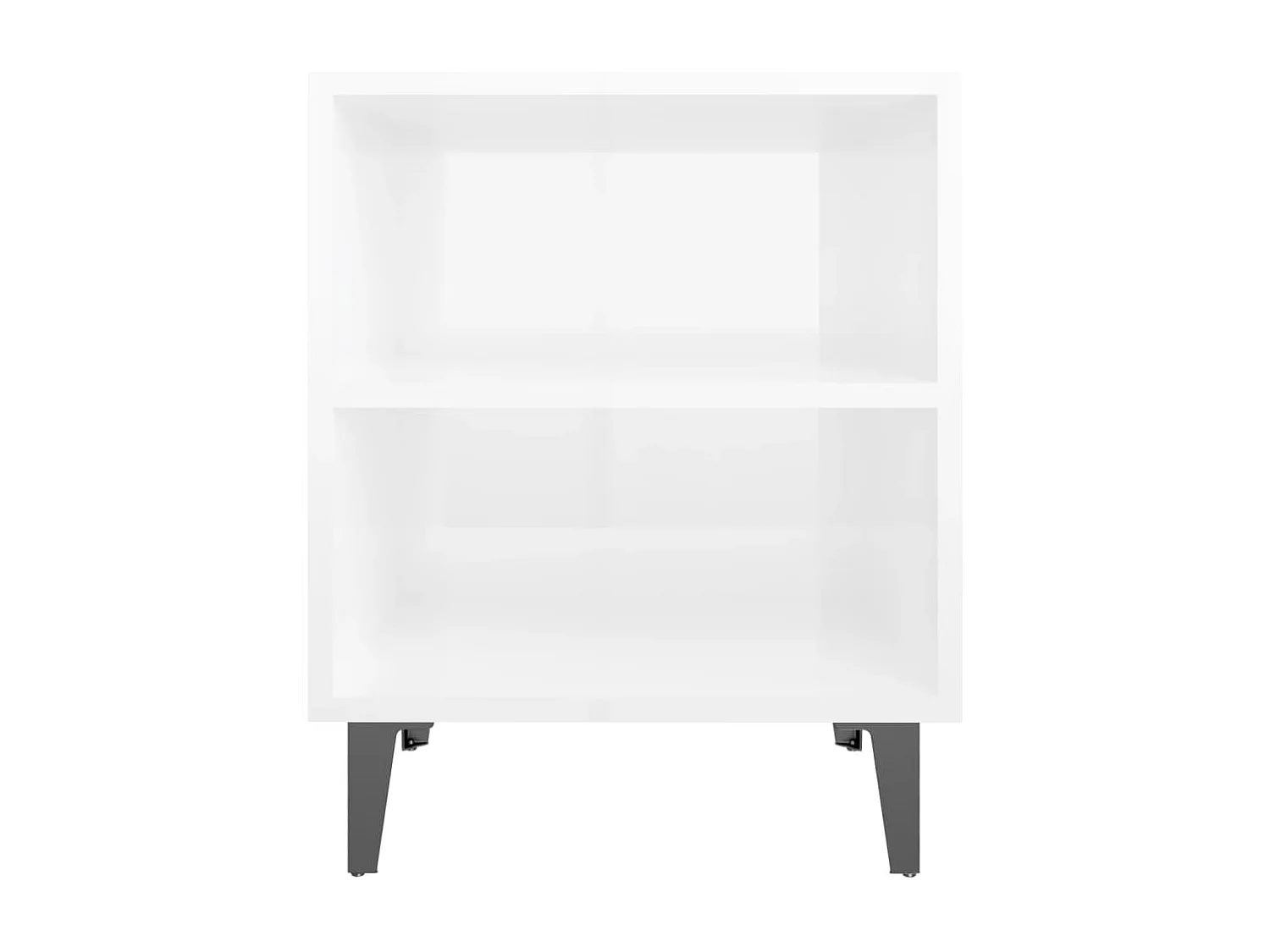 Tables de chevet pieds en métal 2 pcs blanc brillant 40x30x50cm