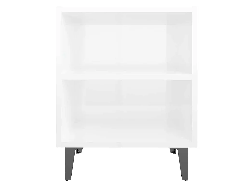 Mesas cabeceira pernas metal 2 pcs 40x30x50 cm branco brilhante