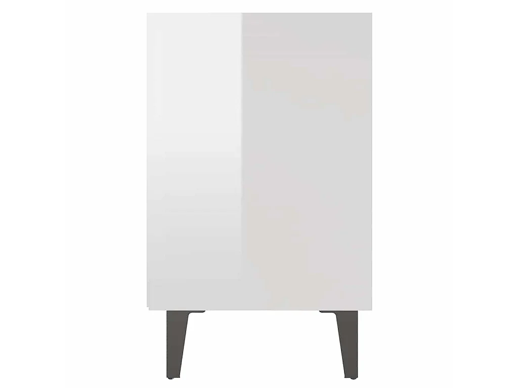 Mesas cabeceira pernas metal 2 pcs 40x30x50 cm branco brilhante