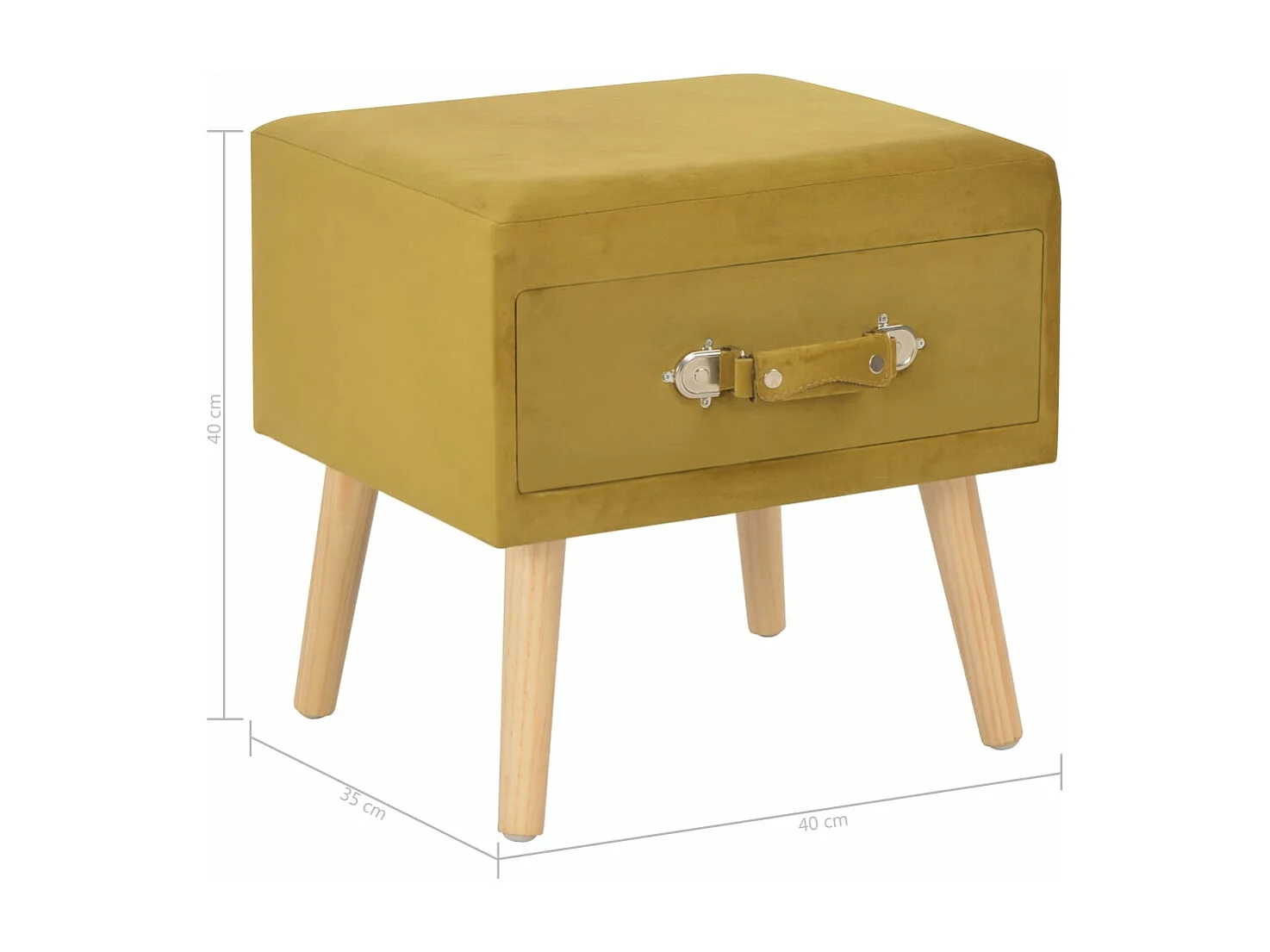 Table de chevet Moutarde 40x35x40 cm Velours