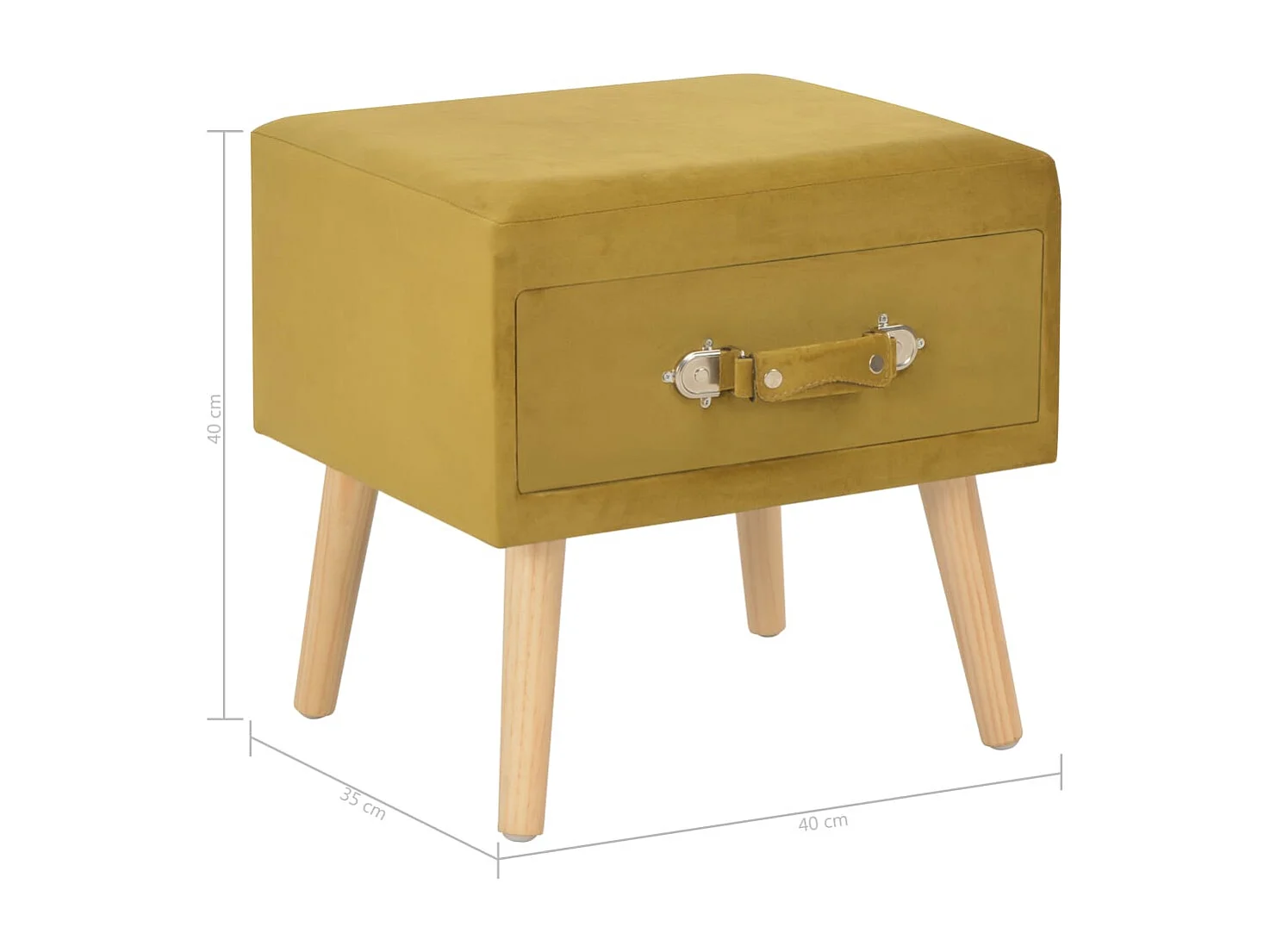 Table de chevet Moutarde 40x35x40 cm Velours