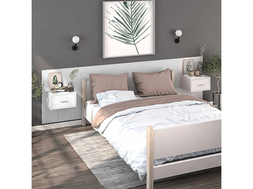 Table de chevet murale Blanc
