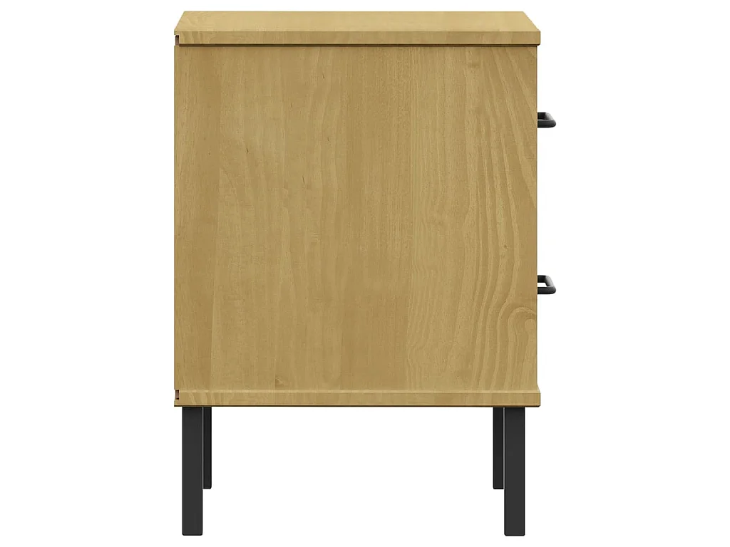 Comodino con Gambe in Metallo Marrone Legno Massello Pino OSLO