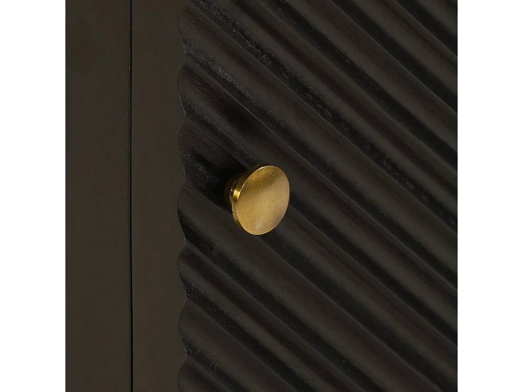 Table de chevet noir 40x30x50 cm bois massif manguier et fer