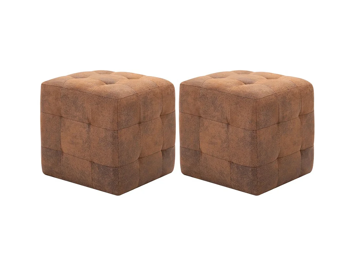 Tables de chevet 2 pcs Marron 30x30x30 cm Similicuir daim