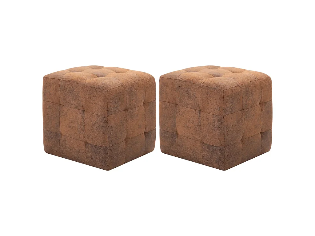 Comodini 2 pz Marrone 30x30x30 cm in Similpelle Scamosciata