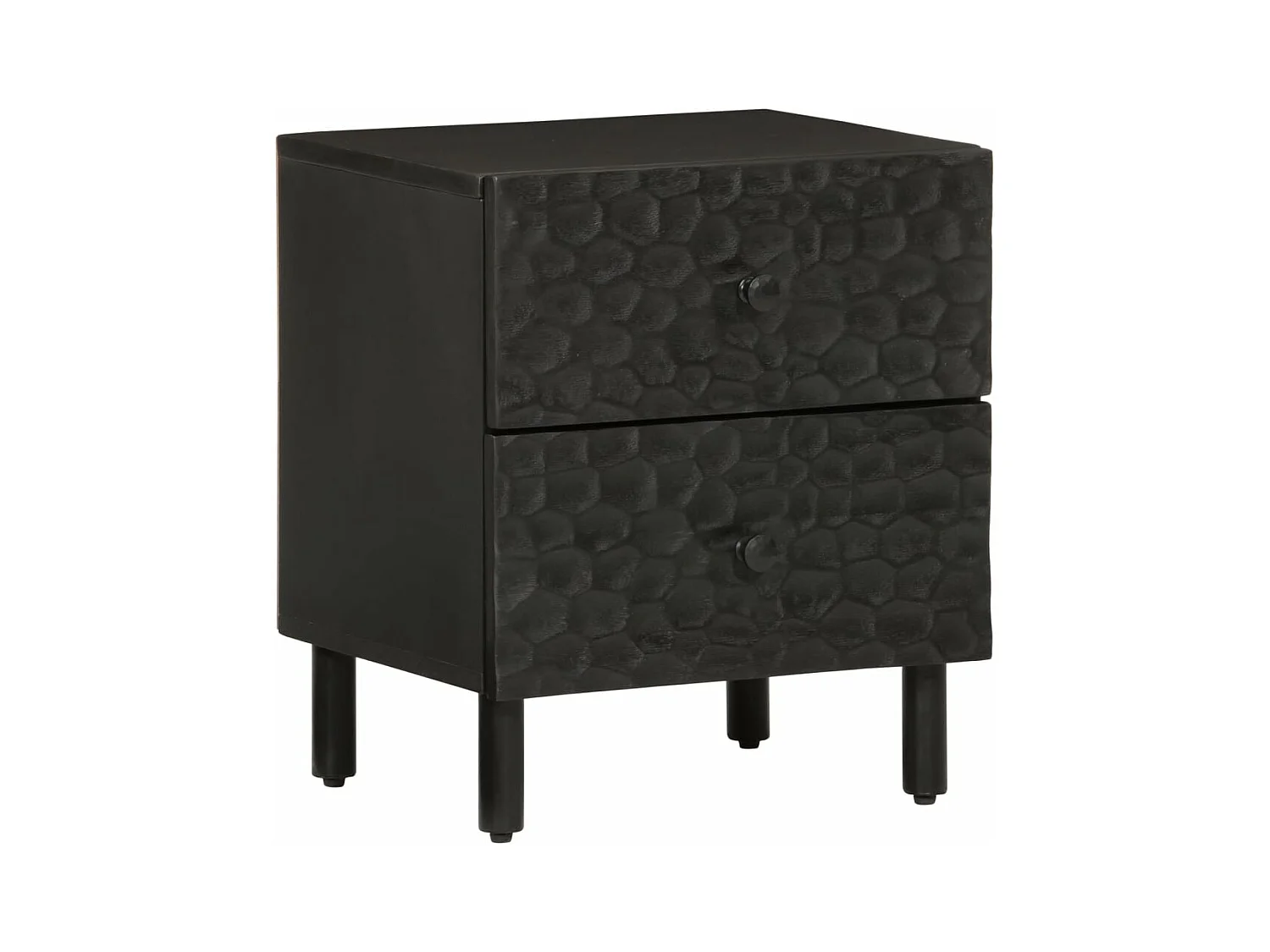 Comodino Nero 40x33x46 cm in Legno Massello di Mango