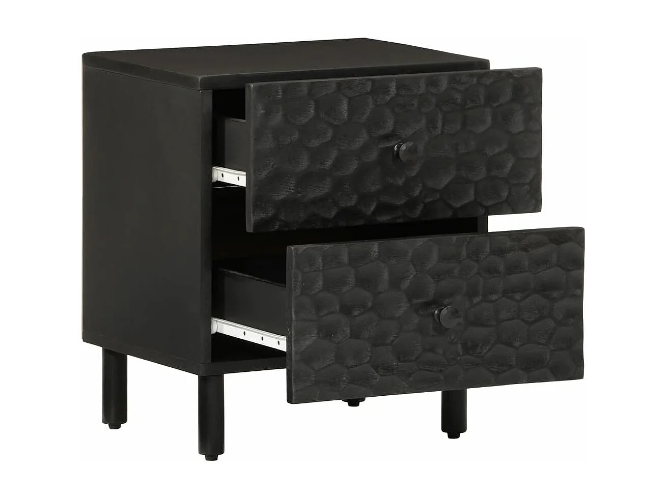 Mesita de noche de madera maciza de mango negra 40x33x46 cm