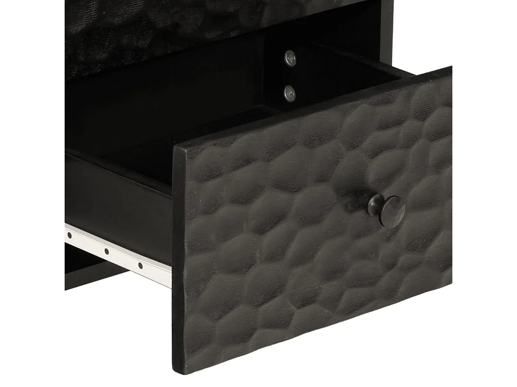 Mesita de noche de madera maciza de mango negra 40x33x46 cm