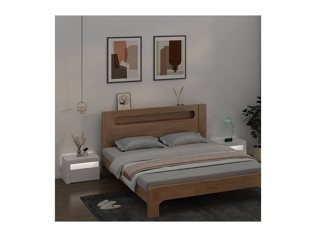 Nachtkastjes 2 st LED 60x35x40 cm wit