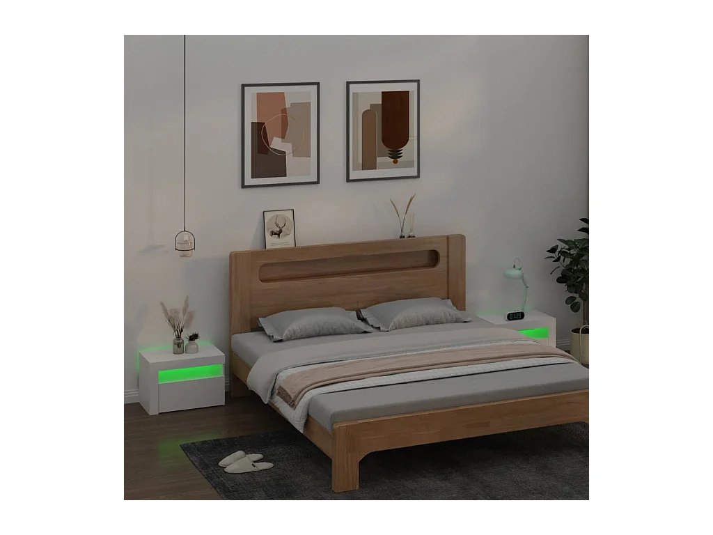 Nachtkastjes 2 st LED 60x35x40 cm wit