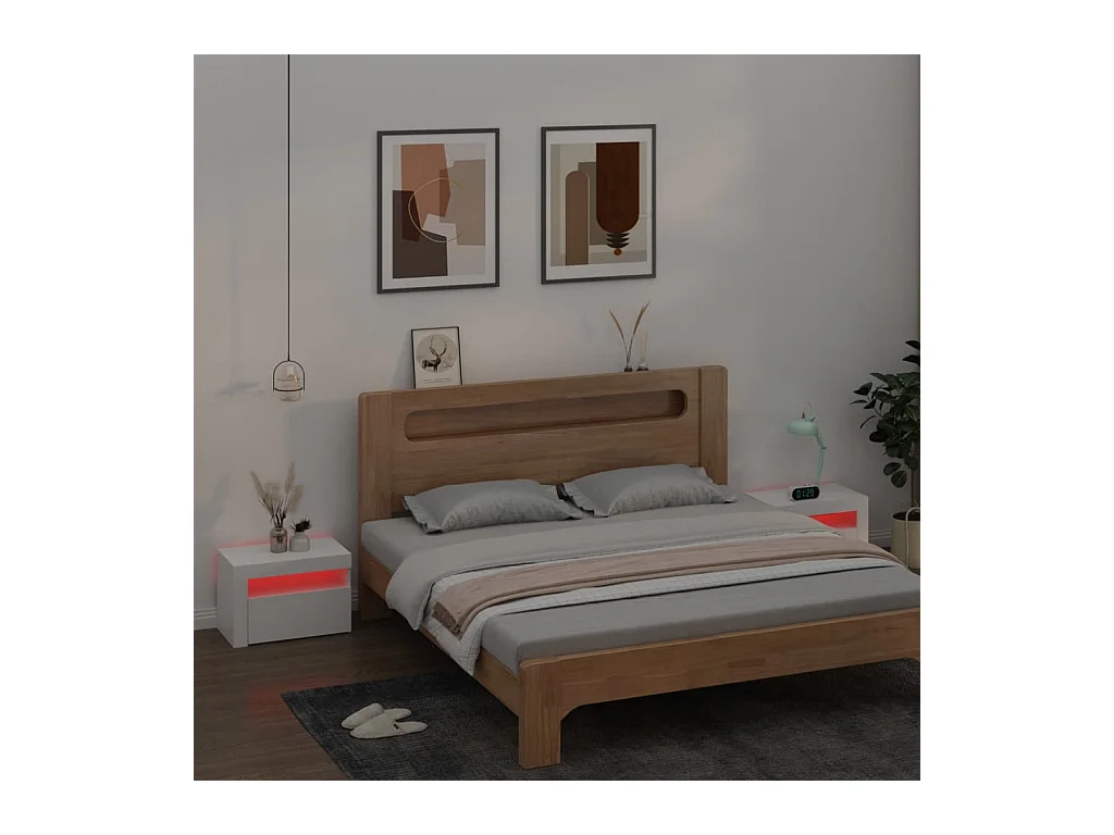 Nachtkastjes 2 st LED 60x35x40 cm wit