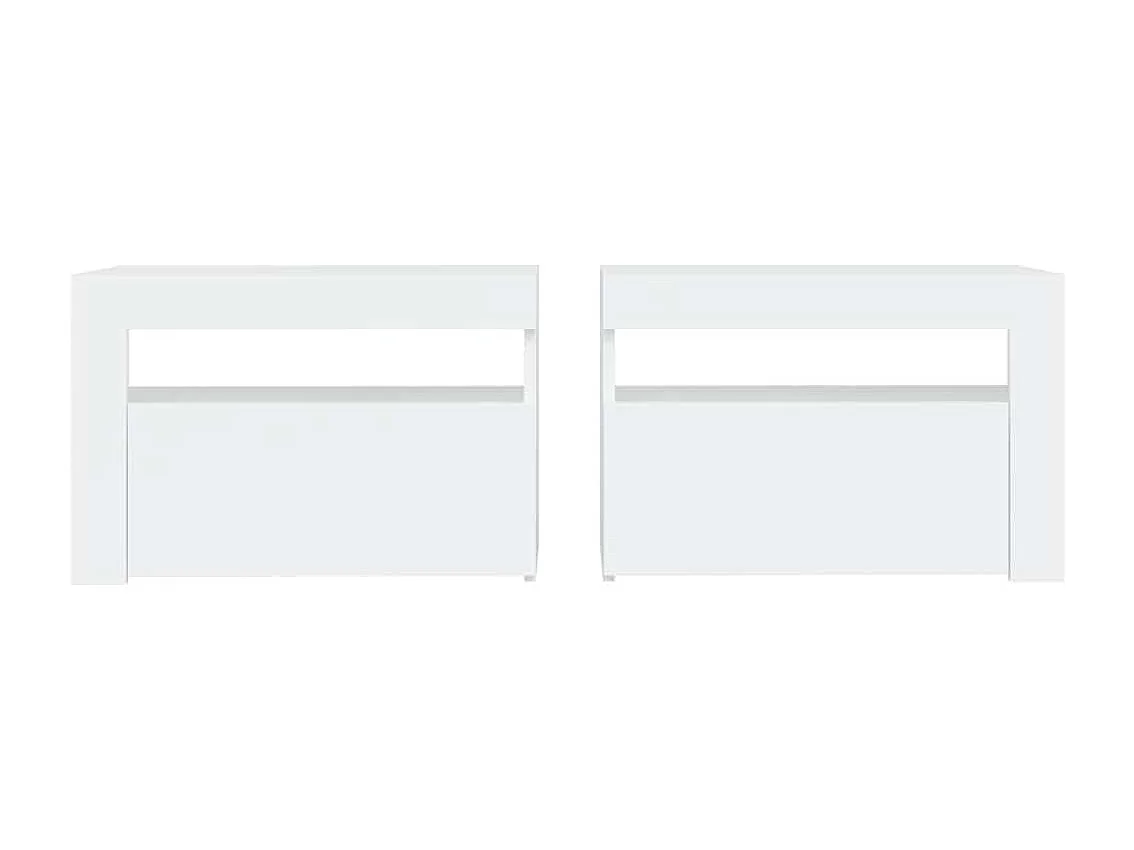 Tables de chevet 2 pcs avec LED Blanc 60x35x40 cm
