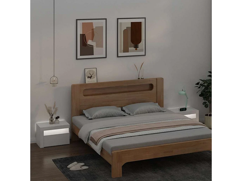 Tables de chevet 2 pcs avec LED Blanc 60x35x40 cm