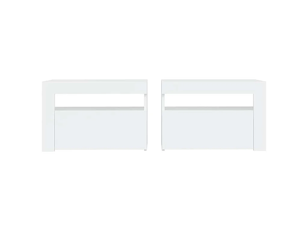 Tables de chevet 2 pcs avec LED Blanc 60x35x40 cm