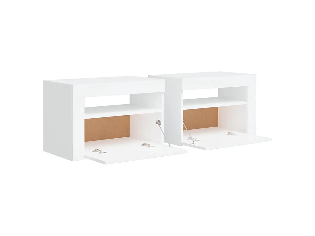 Tables de chevet 2 pcs avec LED Blanc 60x35x40 cm